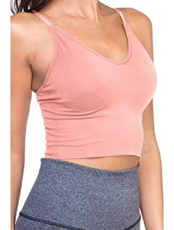 Women Longline Sports Bras - Padded Workout Yoga Gym Fitness Cami Crop Tops