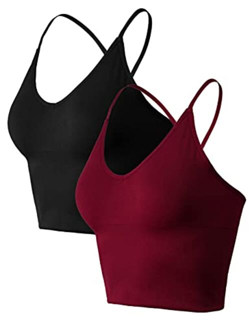 Women Longline Sports Bras - Padded Workout Yoga Gym Fitness Cami Crop Tops