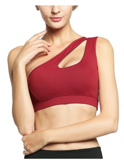 One Shoulder Sports Bra Workout Yoga Bra Sexy Cute Medium Support