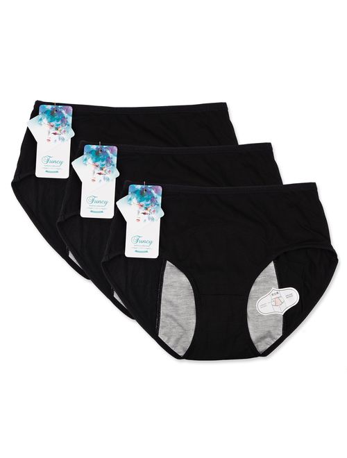 Funcy Women Menstrual Period Protective Panties Leakproof Brief Postpartum Bleeding Underwear Pack of 3-5