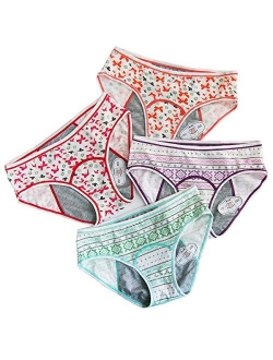 4 Pack Cotton Teen Girls Period Panties Leak Proof Menstral Underwear Women Heavy Flow Briefs