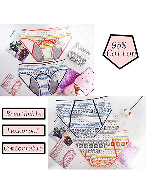 4 Pack Cotton Teen Girls Period Panties Leak Proof Menstral Underwear Women Heavy Flow Briefs