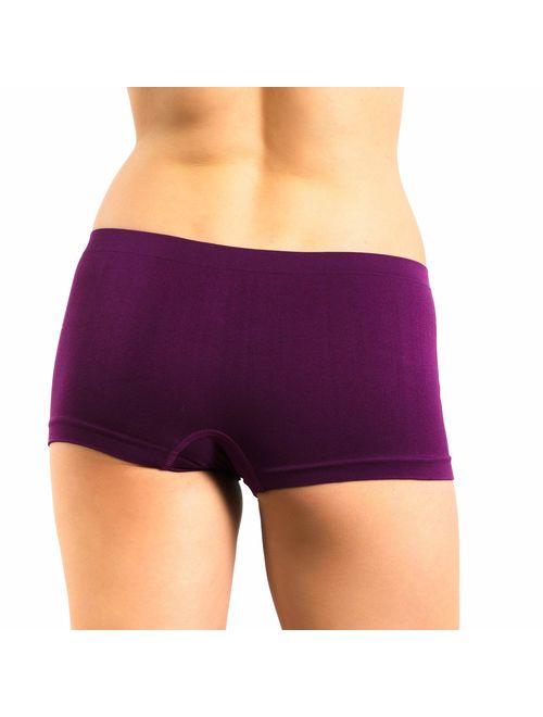 Alyce Intimates Women's Seamless Boyshort Hipster Panty, Pack of 7