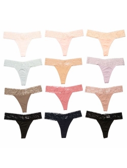 Alyce Ives Intimates 12 Pack Womens Lace Thong Assorted Colors