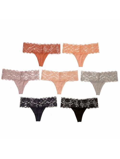 Alyce Ives Intimates 12 Pack Womens Lace Thong Assorted Colors