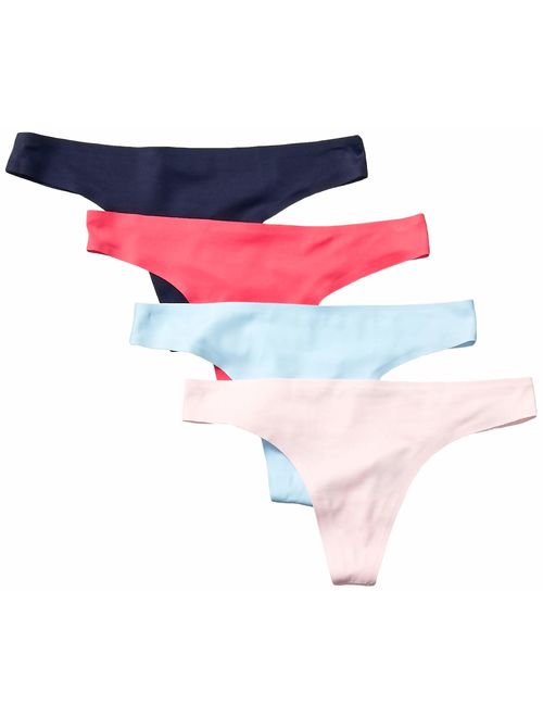 Amazon Essentials Women's 4-Pack Seamless Bonded Stretch Thong Panty