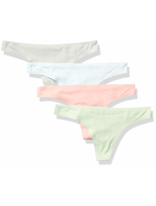 Amazon Essentials Women's 4-Pack Seamless Bonded Stretch Thong Panty