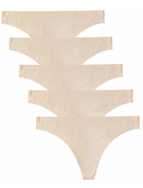 VOENXE Seamless Thongs for Women No Show Thong Underwear Women 5-10 Pack