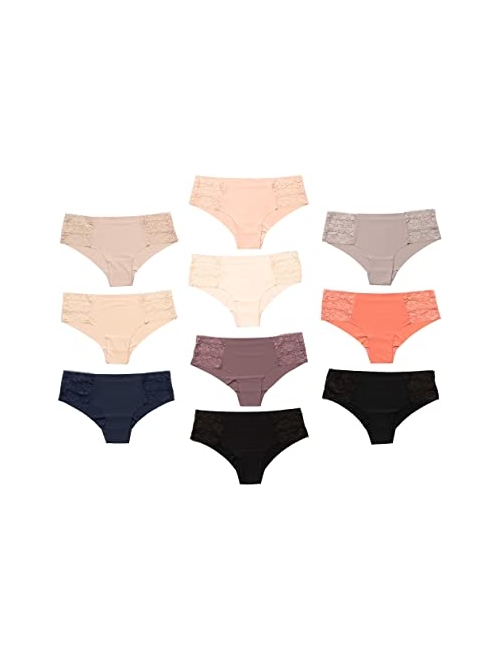 Pretty Sweet Basics Womens Laser Cut Bikini Cheeky Hipster Panties, Pack of 10