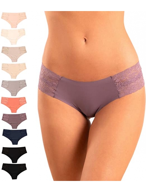 Pretty Sweet Basics Womens Laser Cut Bikini Cheeky Hipster Panties, Pack of 10