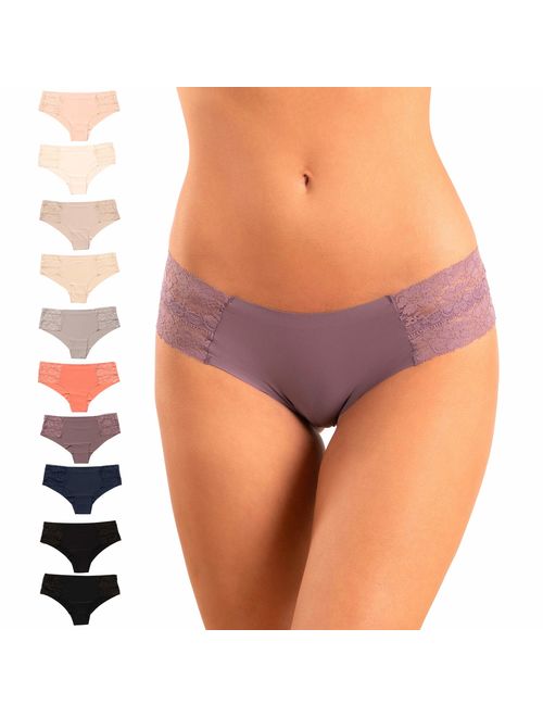 Pretty Sweet Basics Womens Laser Cut Bikini Cheeky Hipster Panties, Pack of 10