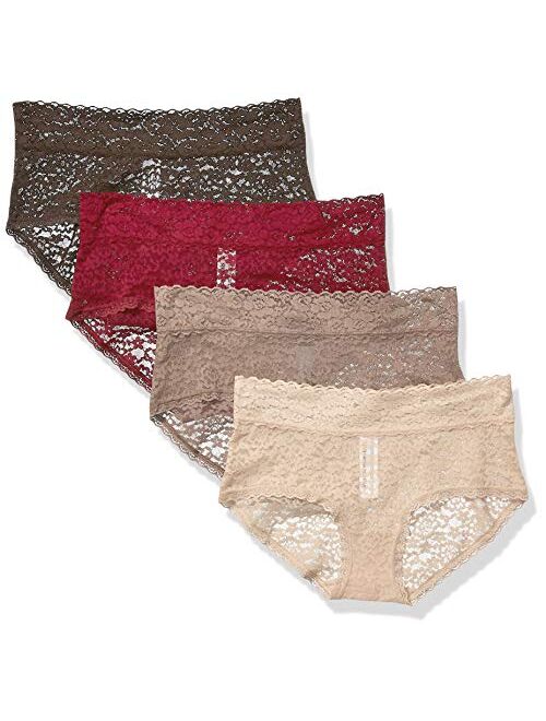 Amazon Essentials Women's 4-Pack Lace Stretch Hipster Panty