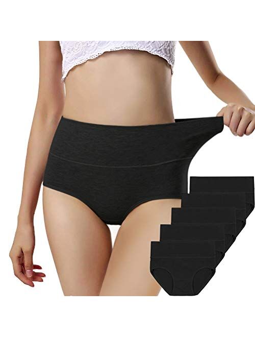 ANNYISON Womens Underwear,High Waist Full Coverage Cotton Brief Colorful  Panties for Women…