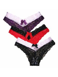 Women's Lace Underwear Briefs Soft Hipster Panties Comfort Bikini Cheeky Underwear