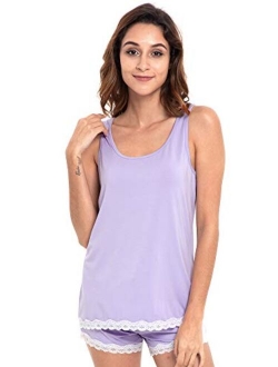 GYS Women's Sleepwear Bamboo Pajama Tank and Shorts Set