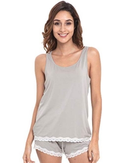 GYS Women's Sleepwear Bamboo Pajama Tank and Shorts Set