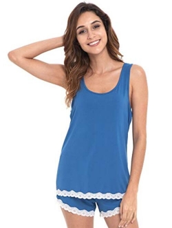 GYS Women's Sleepwear Bamboo Pajama Tank and Shorts Set