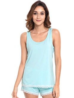 GYS Women's Sleepwear Bamboo Pajama Tank and Shorts Set