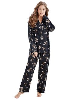 TONY AND CANDICE Women's 100% Cotton Long Sleeve Flannel Pajama Set Sleepwear