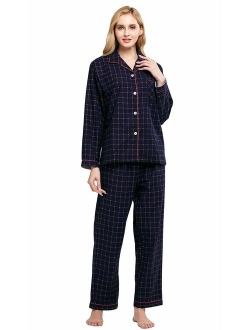 TONY AND CANDICE Women's 100% Cotton Long Sleeve Flannel Pajama Set Sleepwear