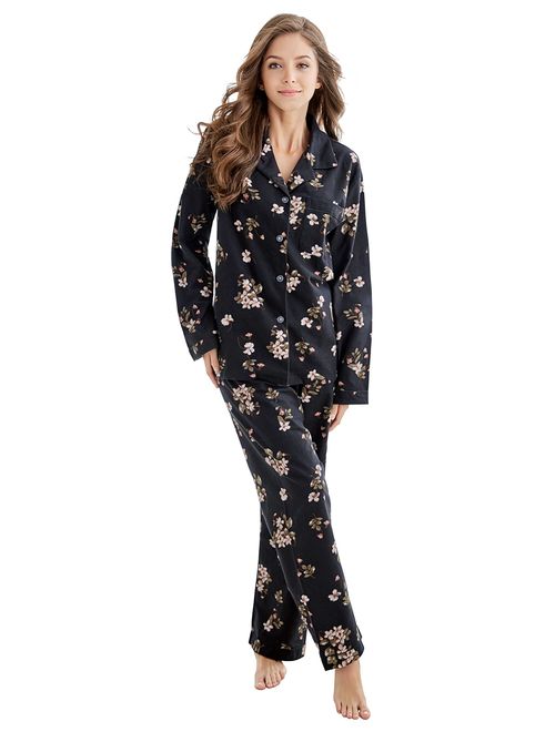 TONY AND CANDICE Women's 100% Cotton Long Sleeve Flannel Pajama Set Sleepwear