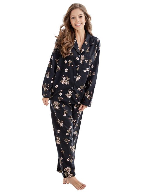 TONY AND CANDICE Women's 100% Cotton Long Sleeve Flannel Pajama Set Sleepwear