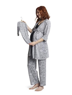 5 Piece Maternity and Nursing PJ Pant Set for Mom and Baby