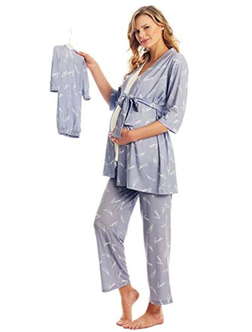 5 Piece Maternity and Nursing PJ Pant Set for Mom and Baby