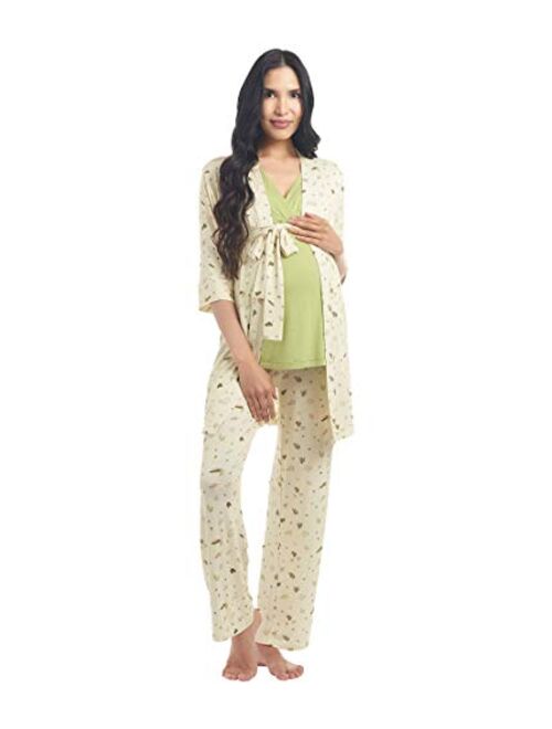 5 Piece Maternity and Nursing PJ Pant Set for Mom and Baby