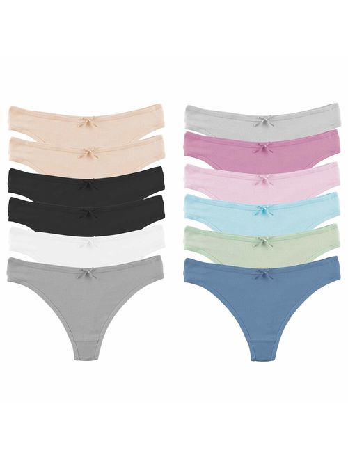 Jo & Bette 12 Pack Cotton Thong Underwear for Women Lingerie Set Panties for Women in Thongs for Women Pack