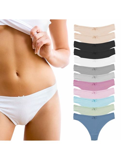 Jo & Bette 12 Pack Cotton Thong Underwear for Women Lingerie Set Panties for Women in Thongs for Women Pack