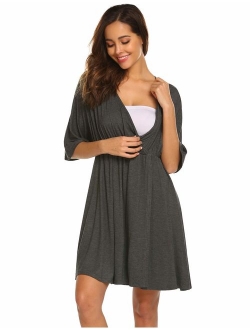 Women's Maternity Dress Nursing Nightgown for Breastfeeding Nightshirt Sleepwear