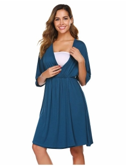 Women's Maternity Dress Nursing Nightgown for Breastfeeding Nightshirt Sleepwear