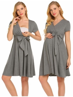 Women's Maternity Dress Nursing Nightgown for Breastfeeding Nightshirt Sleepwear