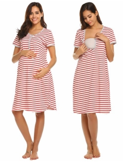 Women's Maternity Dress Nursing Nightgown for Breastfeeding Nightshirt Sleepwear