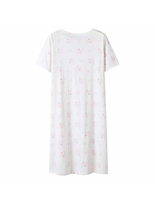 Keyocean Women Nightgowns, Soft Warm 100% Cotton Sleepwear Lounge-wear for Women