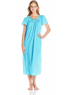 Miss Elaine Women's Tricot Long Flutter-Sleeve Nightgown