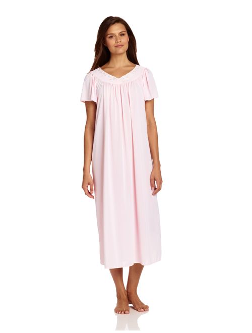 Miss Elaine Women's Tricot Long Flutter-Sleeve Nightgown