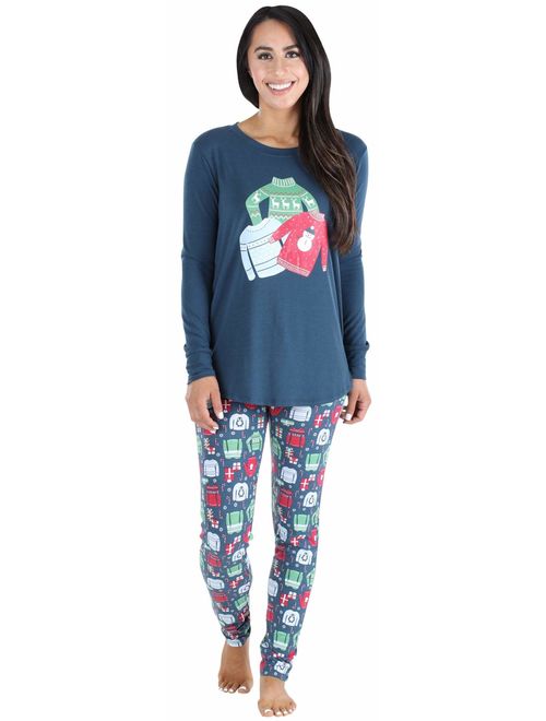 Sleepyheads Women's Long Sleeve Tunic Top and Leggings lounge Pajama Set