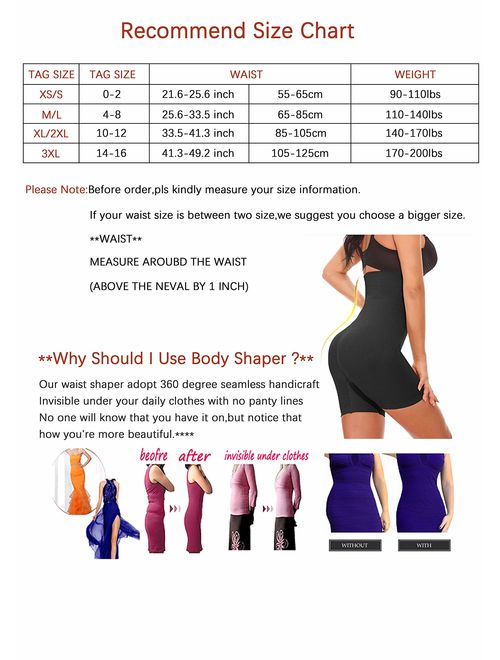 Supplim Body Shaper for Women Tummy Control Butt Lifter Shapewear Waist Trainer