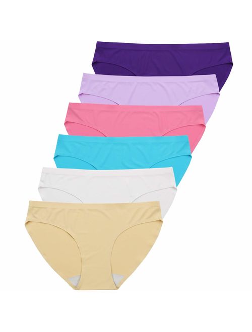 ALTHEANRAY Women's Seamless Hipster Underwear No Show Panties Soft Stretch Bikini Underwears Multi-Pack