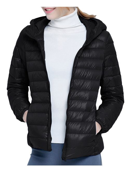 ZSHOW Women's Packable Hooded Lightweight Down Jackets Puffer Coats