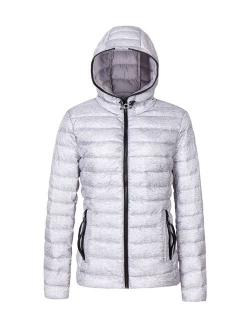 Bellivera Women's Quilted Lightweight Padding Hooded Jacket, Puffer Coat Cotton Filling Water Resistant for Fall and Winter