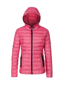 Bellivera Women's Quilted Lightweight Padding Hooded Jacket, Puffer Coat Cotton Filling Water Resistant for Fall and Winter