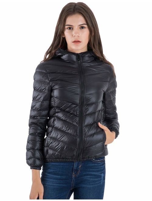 CHERRY CHICK Women's Light Weight Down Jacket with Hood