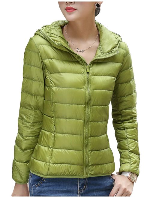 CHERRY CHICK Women's Light Weight Down Jacket with Hood