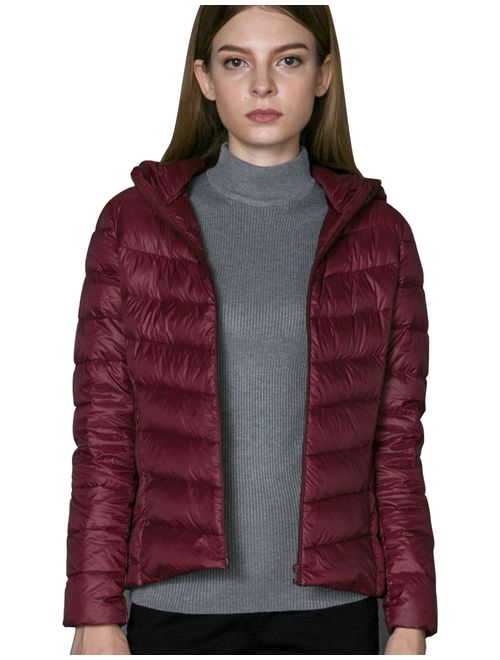 CHERRY CHICK Women's Light Weight Down Jacket with Hood