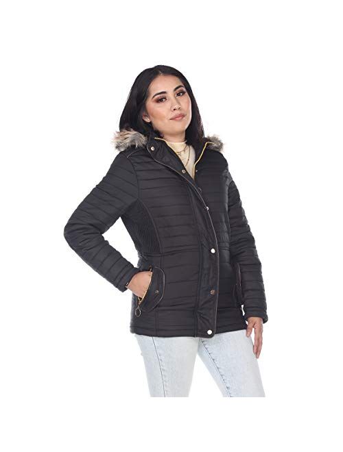 Facitisu Womens Winter Warm Jacket Long Down Faux Fur Hooded Quilted Sherpa Lined Coat