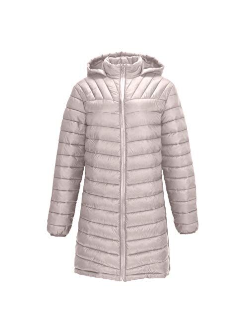 Facitisu Womens Winter Warm Jacket Long Down Faux Fur Hooded Quilted Sherpa Lined Coat