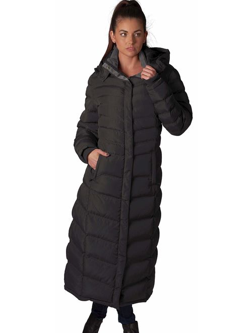 ELORA Women's Winter Warm Full Length Fleece Lined Maxi Puffer Coat